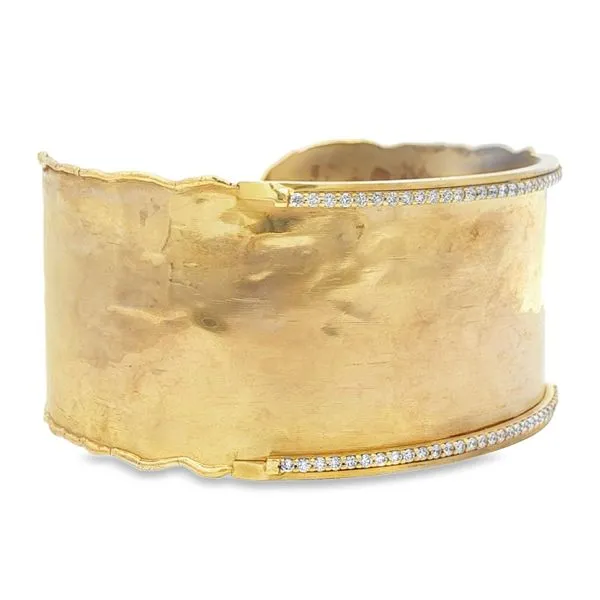 Yellow Gold Artisan Diamond Cuff – 0.90ct Image 2 Mollys Jewelers Brooklyn, NY
