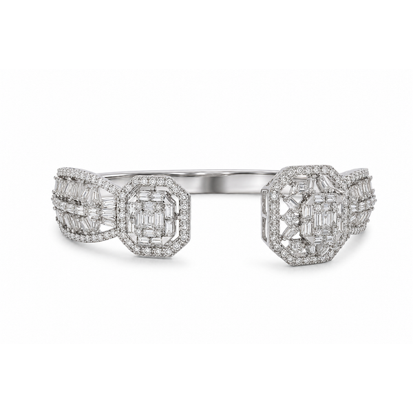 Radiant Wrap 14K White Gold Diamond Bangle – 4.53 CTW Mollys Jewelers Brooklyn, NY