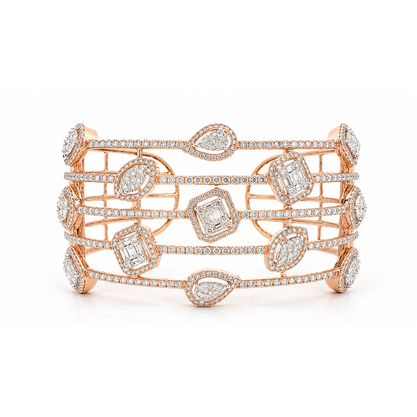 Rose Gold Mirage Diamond Cuff with 6.48 Carats Mollys Jewelers Brooklyn, NY