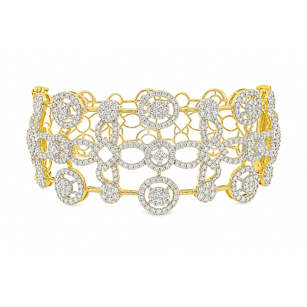 Two Tone Gold Diamond Cuff Bangle | 4.59 Carats of Sparkle Mollys Jewelers Brooklyn, NY