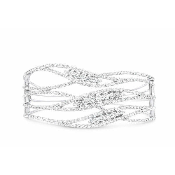 White Gold Diamond Swirl Cuff Bangle – Streamline Mollys Jewelers Brooklyn, NY
