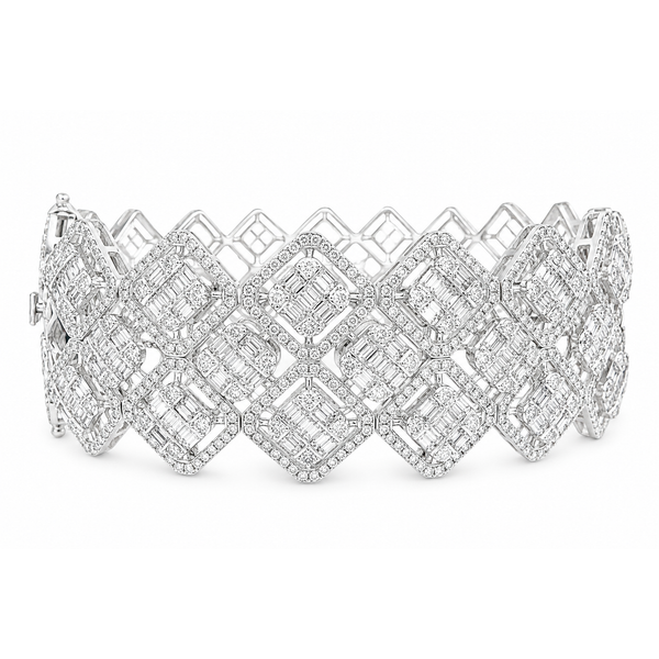 White Gold Geometric Diamond Cuff Bangle 4.48ctw Mollys Jewelers Brooklyn, NY