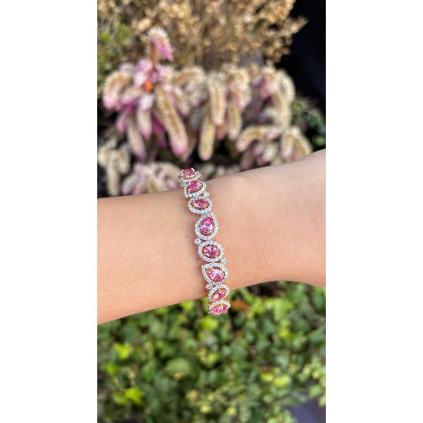 Yellow Gold Diamond & Pink Sapphire Bangle – 2.58 CTW Sparkling Elegance Image 2 Mollys Jewelers Brooklyn, NY