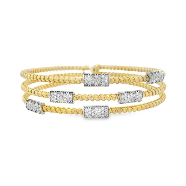 FlexBrick Diamond Accented Yellow Gold Coil Bangle Mollys Jewelers Brooklyn, NY