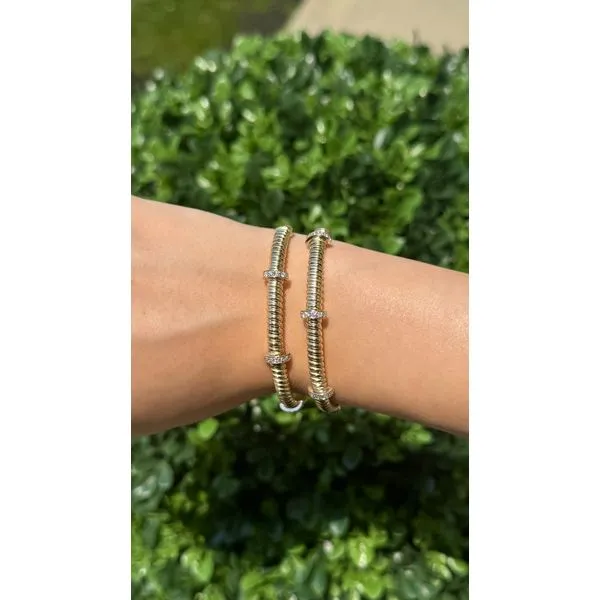 Yellow Gold Flexible Bangle with Diamond Accents – 0.50 Ct Image 2 Mollys Jewelers Brooklyn, NY
