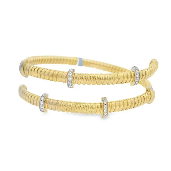 Yellow Gold Flexible Bangle with Diamond Accents – 0.50 Ct Mollys Jewelers Brooklyn, NY
