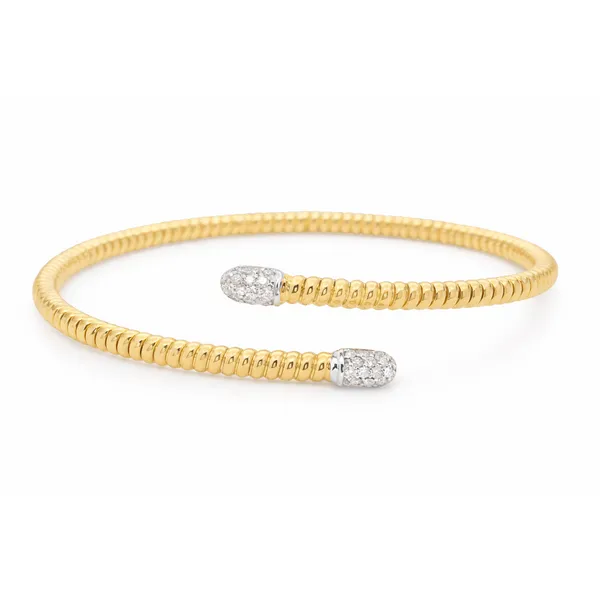 Diamond Tapered Open-End Two-Tone Gold Bangle Mollys Jewelers Brooklyn, NY