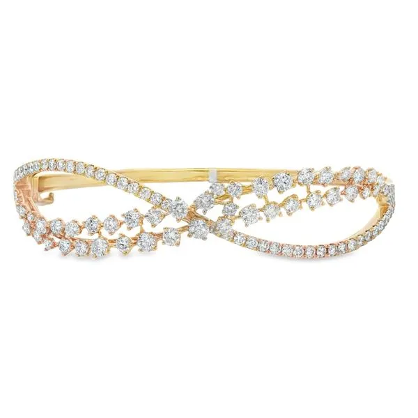 Yellow Gold Twist Diamond Bangle – 3.35ct Image 2 Mollys Jewelers Brooklyn, NY