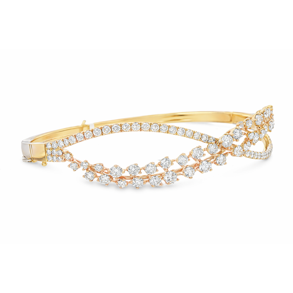 Yellow Gold Twist Diamond Bangle – 3.35ct Image 2 Mollys Jewelers Brooklyn, NY