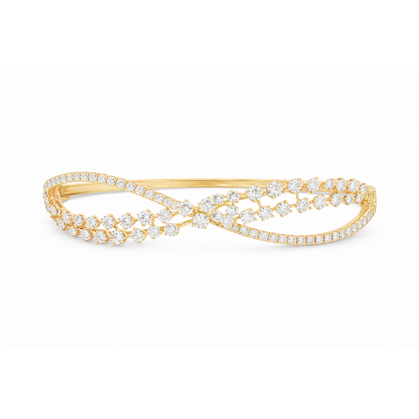 Yellow Gold Twist Diamond Bangle – 3.35ct Mollys Jewelers Brooklyn, NY