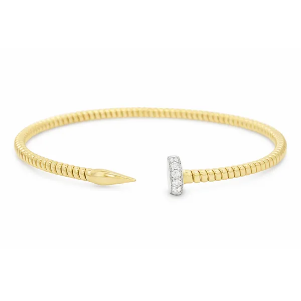 Diamond T-Bar Two-Tone Gold Bangle Mollys Jewelers Brooklyn, NY