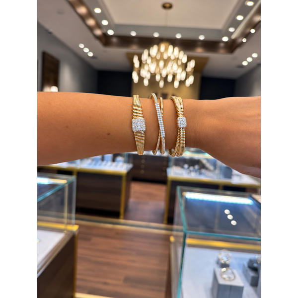 Two Tone Gold Diamond Bangle – Pavé Center Accent Image 2 Mollys Jewelers Brooklyn, NY