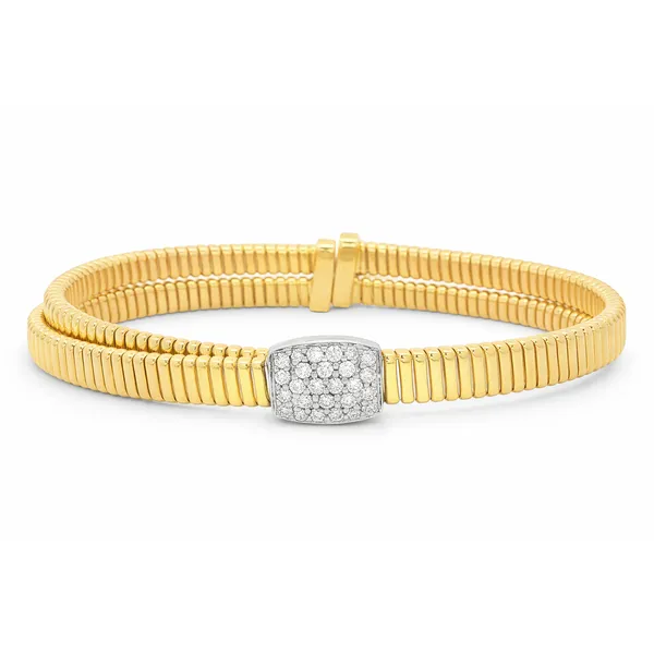 Two Tone Gold Diamond Bangle – Elegant Pavé Accent Mollys Jewelers Brooklyn, NY