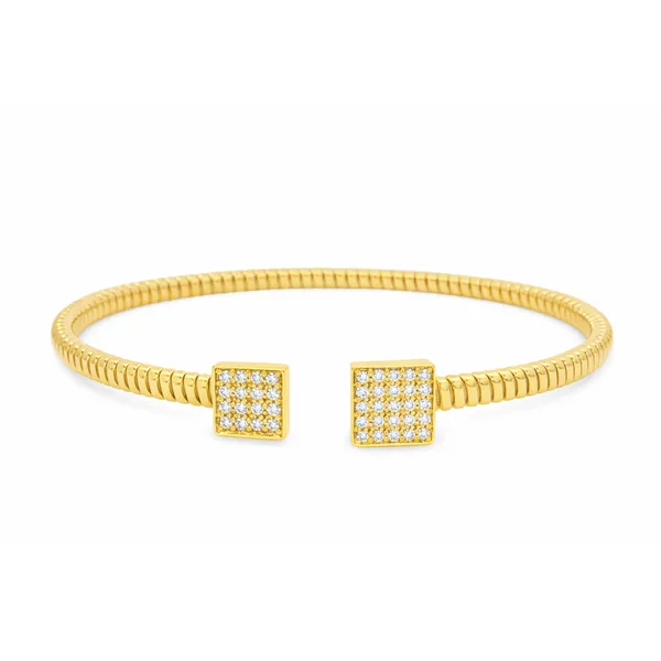 Diamond Square Open-End Gold Bangle Mollys Jewelers Brooklyn, NY