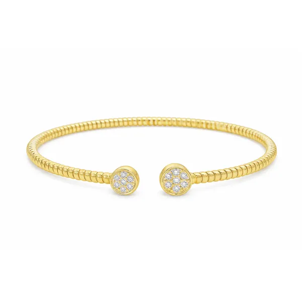 Diamond Cluster Open-End Gold Bangle Mollys Jewelers Brooklyn, NY