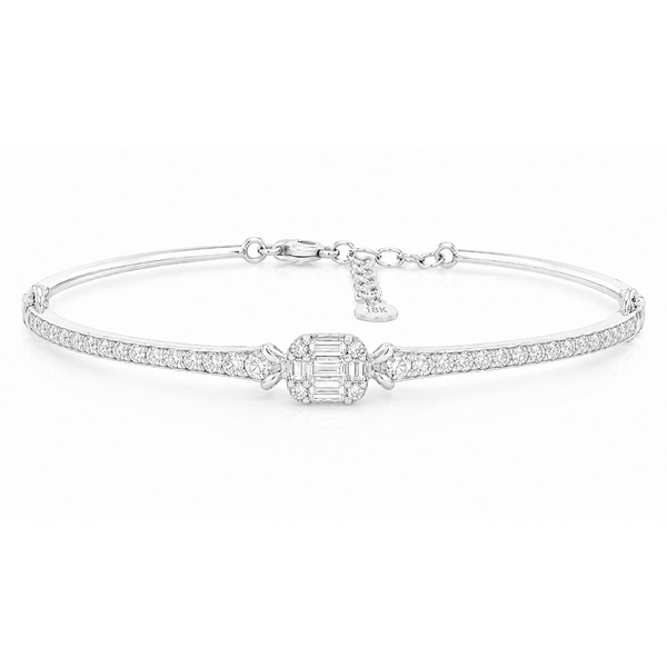 White Gold Luster Diamond Bangle – 0.95ct Diamonds Mollys Jewelers Brooklyn, NY