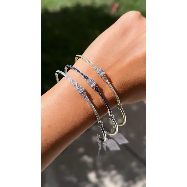 White Gold Azure Diamond & Sapphire Bangle – 0.28ct Diamonds Image 2 Mollys Jewelers Brooklyn, NY