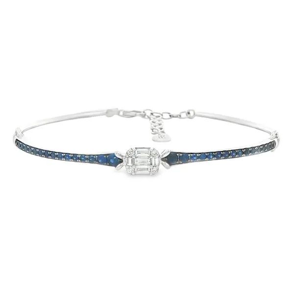 White Gold Azure Diamond & Sapphire Bangle – 0.28ct Diamonds Mollys Jewelers Brooklyn, NY