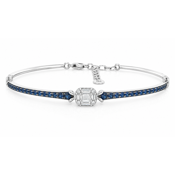White Gold Azure Diamond & Sapphire Bangle – 0.28ct Diamonds Mollys Jewelers Brooklyn, NY