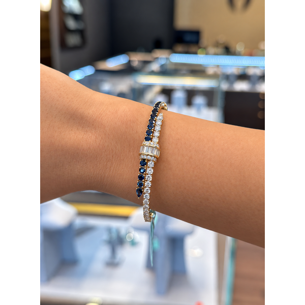 Sapphire & Diamond Bypass Bangle Mollys Jewelers Brooklyn, NY