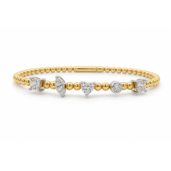 Shape Story Two-Tone Diamond Station Bangle Mollys Jewelers Brooklyn, NY