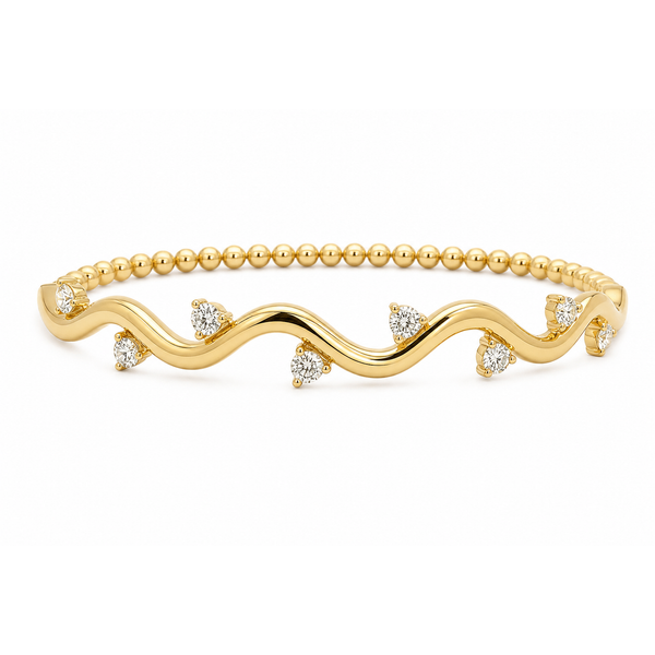 Golden Wave Diamond Vine Bangle Mollys Jewelers Brooklyn, NY