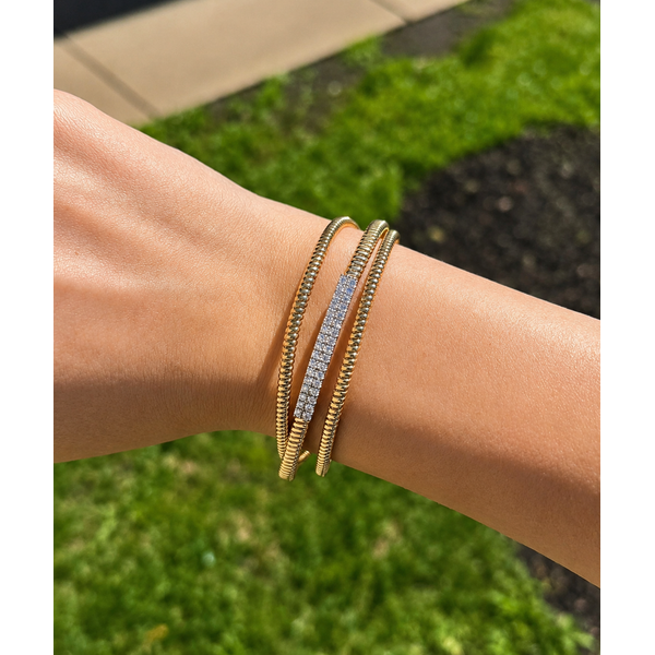 Two-Tone Diamond Double-Row Flex Bangle Image 2 Mollys Jewelers Brooklyn, NY