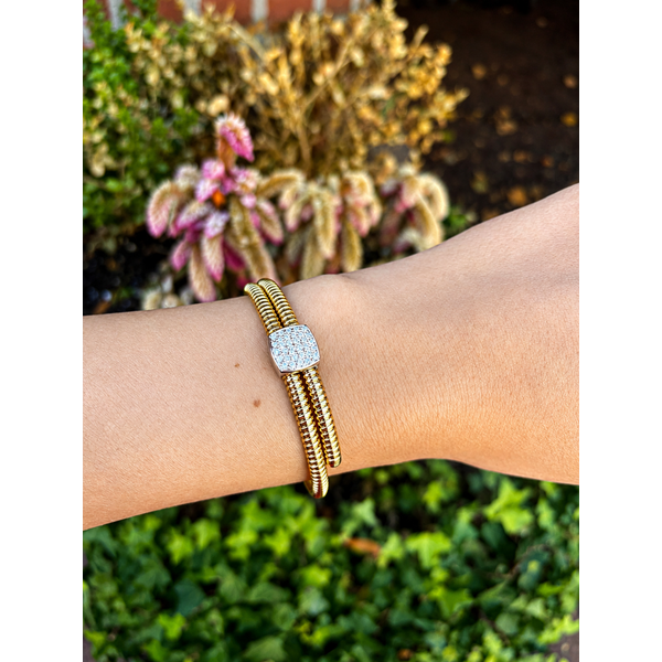 Two-Tone Diamond Cushion Flex Bangle Image 2 Mollys Jewelers Brooklyn, NY