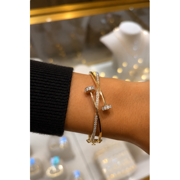 Trinity Twist Diamond Nail Bangle Image 2 Mollys Jewelers Brooklyn, NY