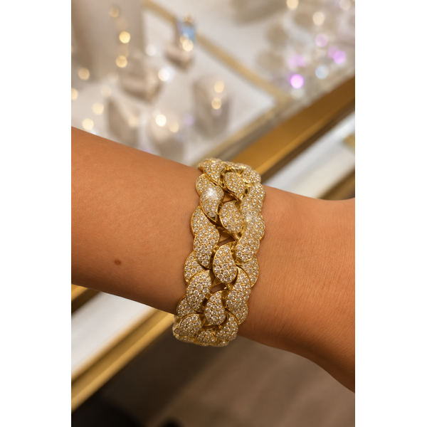 Golden Cascade Diamond Cuff Bangle Image 2 Mollys Jewelers Brooklyn, NY