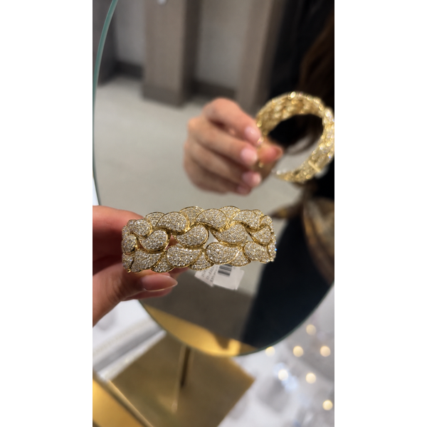 Golden Cascade Diamond Cuff Bangle Image 3 Mollys Jewelers Brooklyn, NY