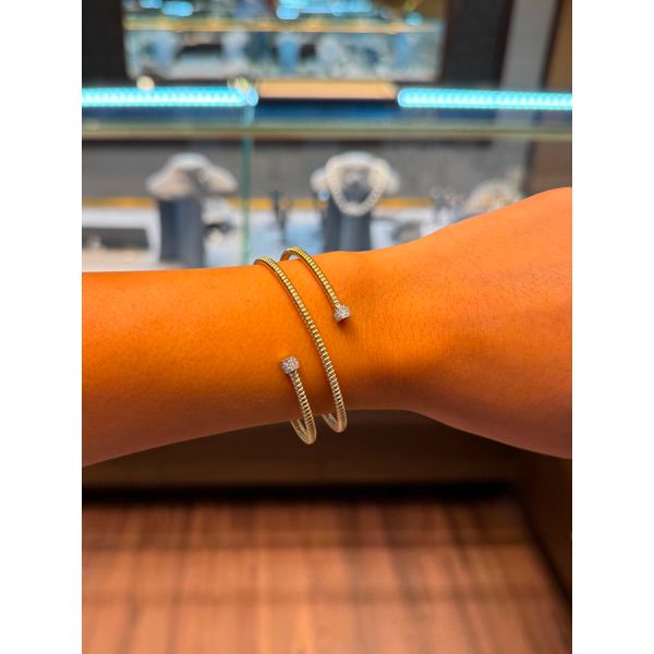 14K Yellow Gold Diamond Wrap Flex Bangle – 0.12 CTW Image 2 Mollys Jewelers Brooklyn, NY
