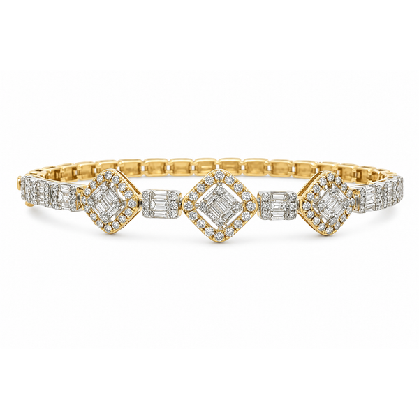 Two-Tone Gold Diamond Bangle Bracelet (1.99ct) Mollys Jewelers Brooklyn, NY