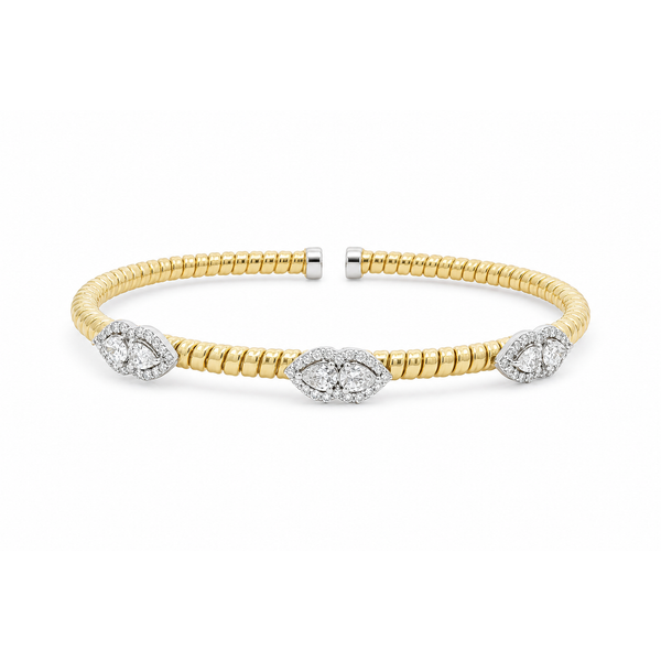 Two-Tone Diamond Three Station Marquise Flex Bangle Mollys Jewelers Brooklyn, NY