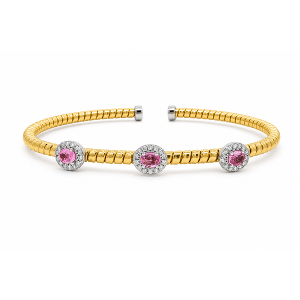 Pink Sapphire & Diamond Three Station Flex Bangle Mollys Jewelers Brooklyn, NY