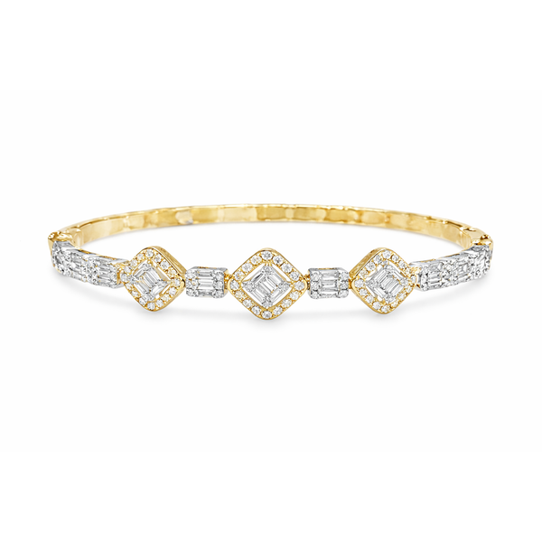 Two-Tone Gold Diamond Bangle Bracelet (1.99ct) Mollys Jewelers Brooklyn, NY