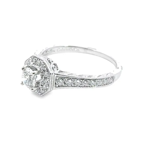 14K White Gold Halo Engagement Ring with Round Diamonds Image 2 Monarch Jewelry Winter Park, FL