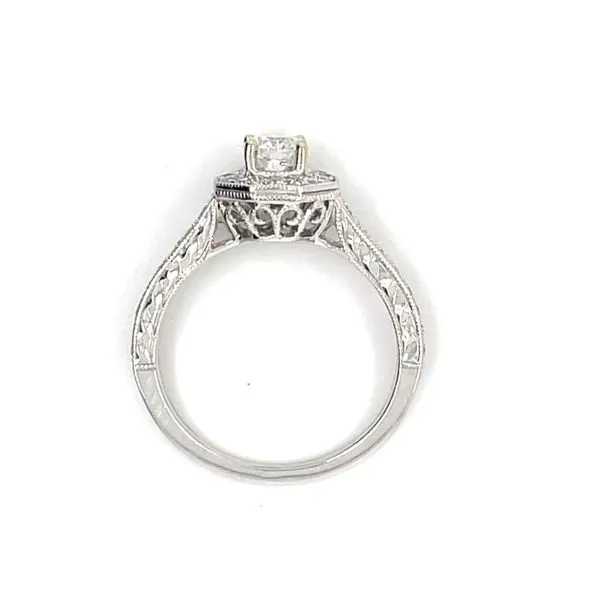 14K White Gold Halo Engagement Ring with Round Diamonds Image 3 Monarch Jewelry Winter Park, FL