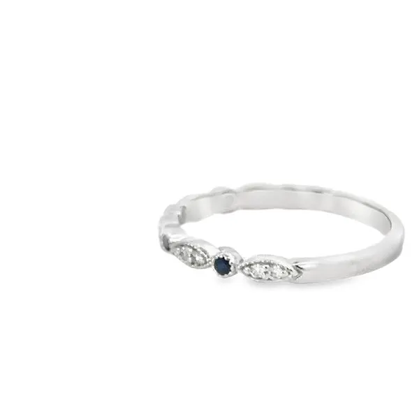 14K White Gold Diamond and Sapphire Wedding Band Image 3 Monarch Jewelry Winter Park, FL