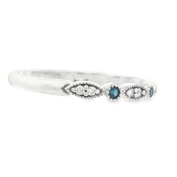 14K White Gold Diamond and Sapphire Wedding Band Image 3 Monarch Jewelry Winter Park, FL
