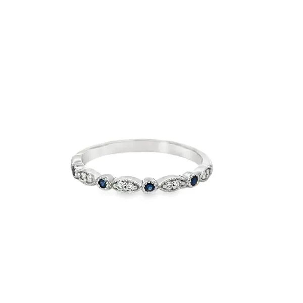 14K White Gold Diamond and Sapphire Wedding Band Monarch Jewelry Winter Park, FL