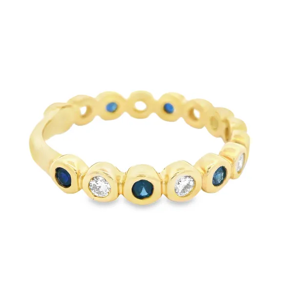 14K Yellow Gold Sapphire and Diamond Wedding Band Image 2 Monarch Jewelry Winter Park, FL
