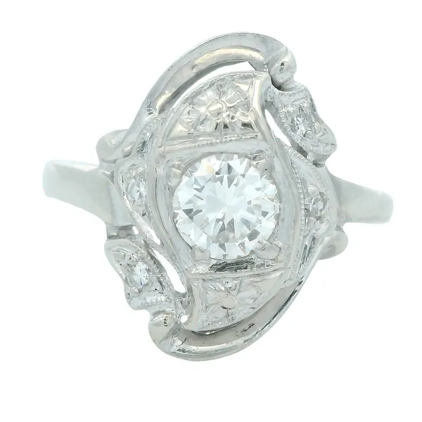 14KW 0.50ct Round Diamond Art Deco Ring 130-00308 Monarch Jewelry Winter Park, FL