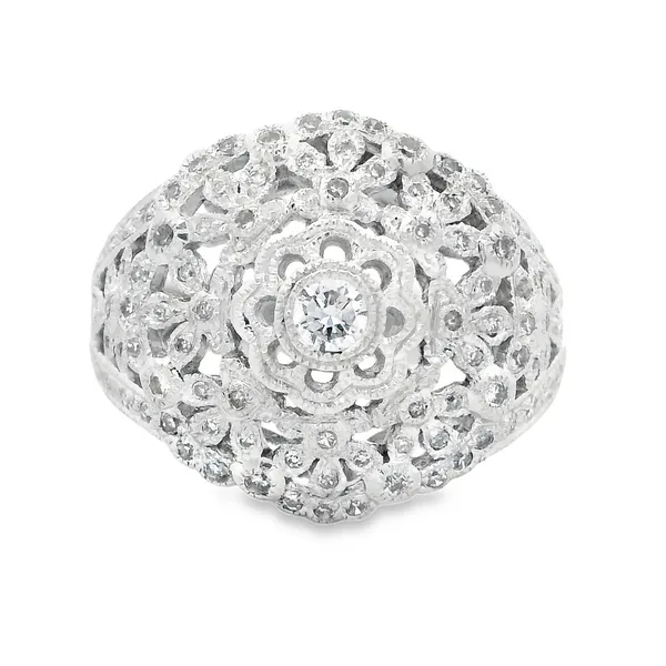 18K White Gold Diamond Filigree Fashion Ring Monarch Jewelry Winter Park, FL