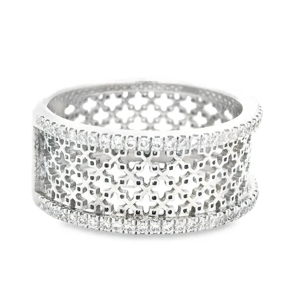 18K White Gold Diamond Wide Band Filigree Muse Ring Image 3 Monarch Jewelry Winter Park, FL