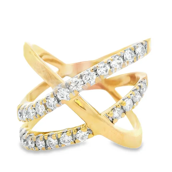 18K Yellow Gold Diamond Crossover Open Band Orbit Monarch Jewelry Winter Park, FL
