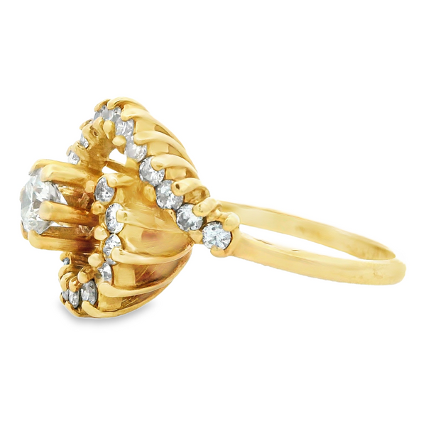 Radiant 14K Yellow Gold Diamond Halo Cluster Ring Image 3 Monarch Jewelry Winter Park, FL