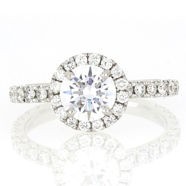 18K White Gold Halo Engagement Ring with Diamonds Image 2 Monarch Jewelry Winter Park, FL