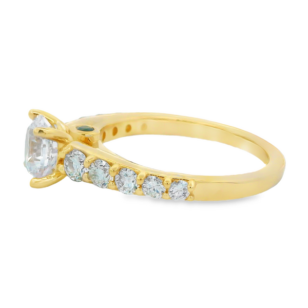 Yellow 14 Karat Straight Line Semi-Mount Ring with CZ and Diamonds Image 2 Monarch Jewelry Winter Park, FL