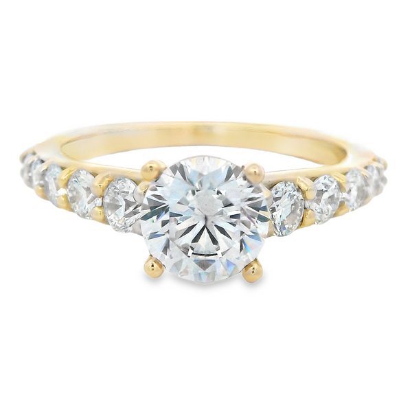 Yellow 14 Karat Straight Line Semi-Mount Ring with CZ and Diamonds Monarch Jewelry Winter Park, FL